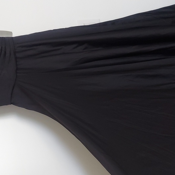 La Femme Strappy Black Satin Ballgown with Front Slit Size 10 - Picture 3 of 7